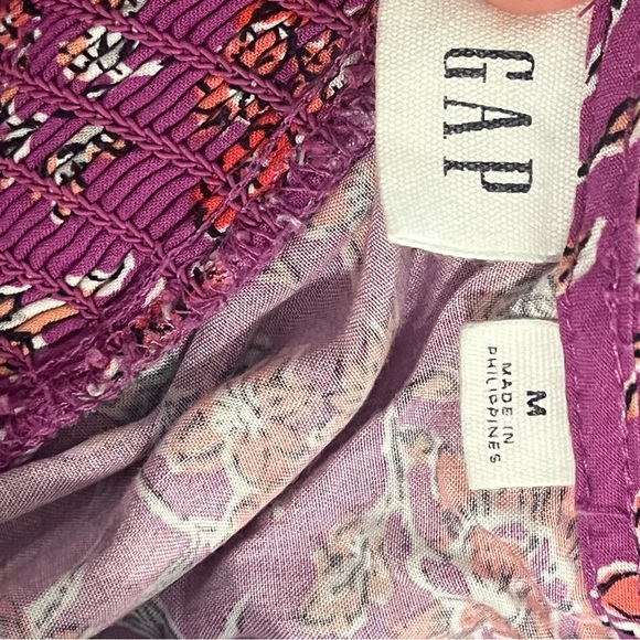 GAP Womens Mini Dress Purple Floral Spaghetti Straps Flowy Fit Medium Summertime - Picture 6 of 7